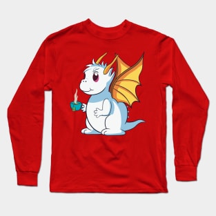 Cute Dragon with Cup of Tea Long Sleeve T-Shirt